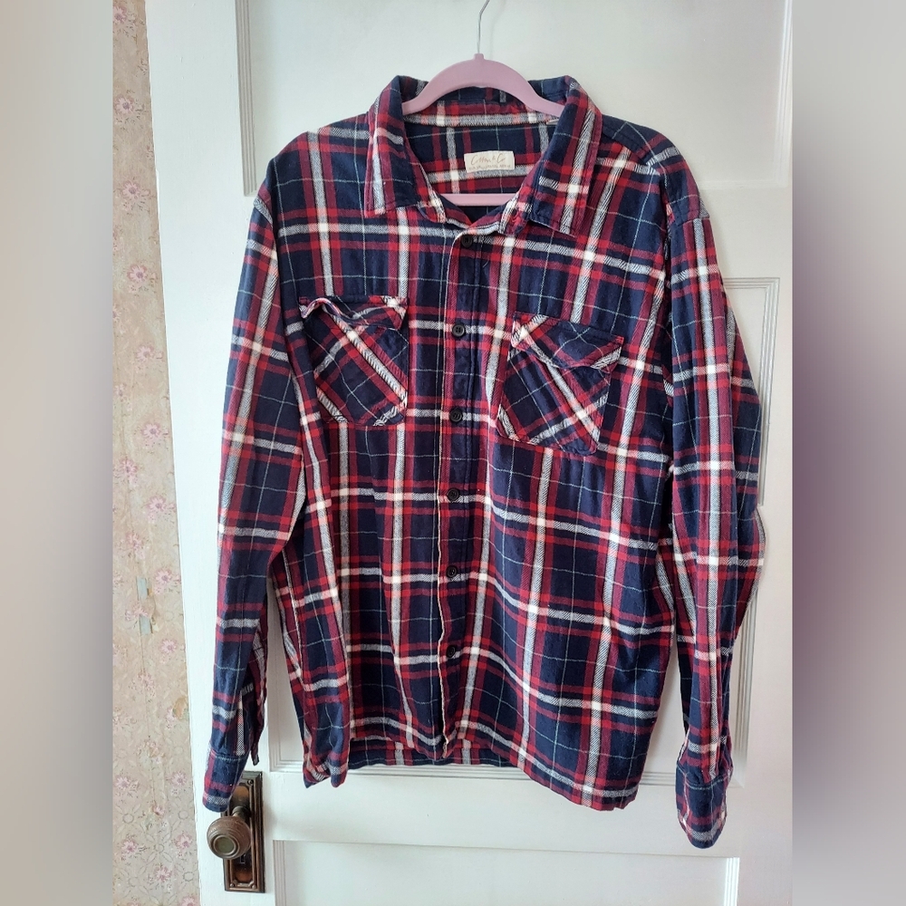 Cotton & Co Men's Flannel Plaid Button-Down Shirt